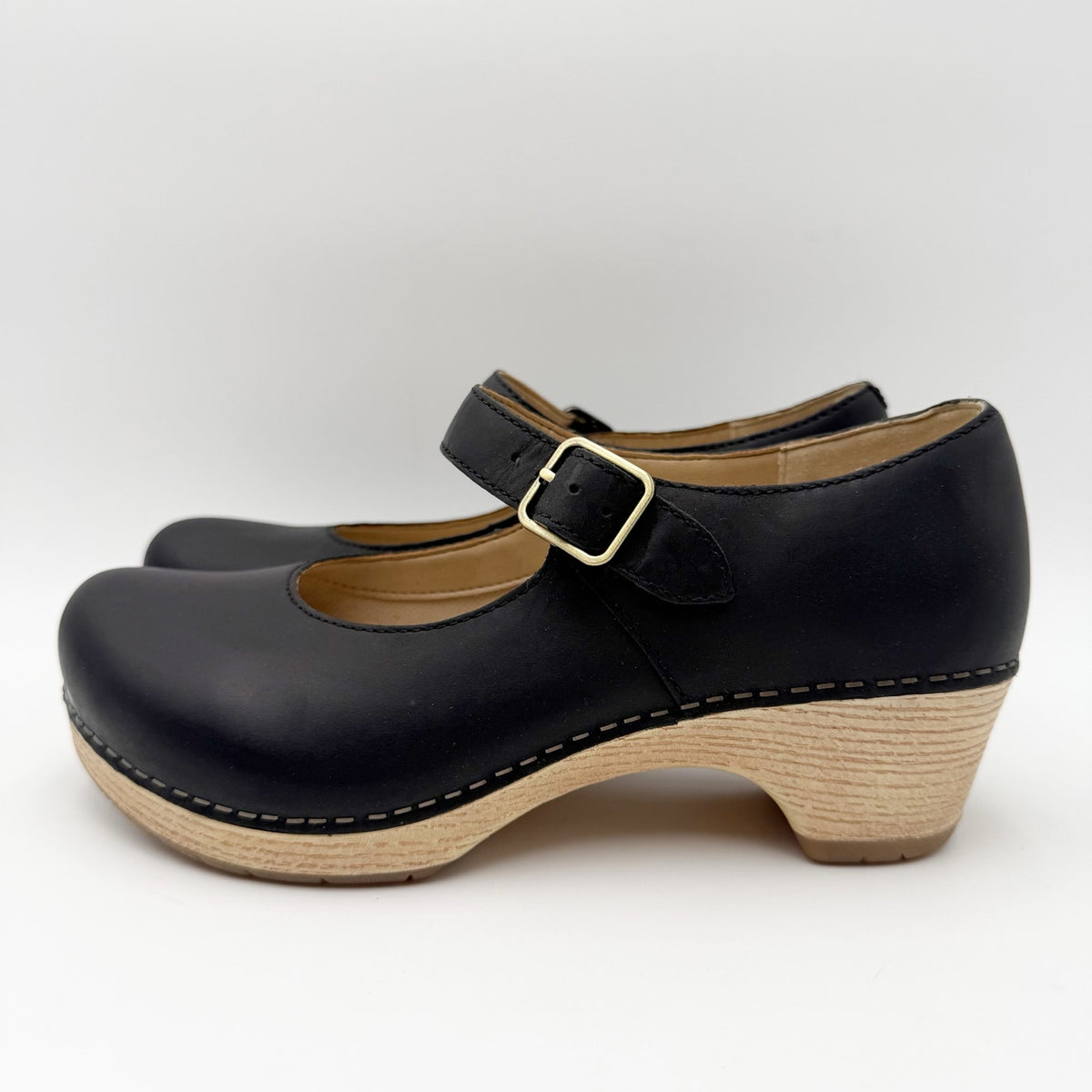 Dansko Womens Lilah Mary Jane Heels EU 38 US 7.5-8 Black Leather NIB