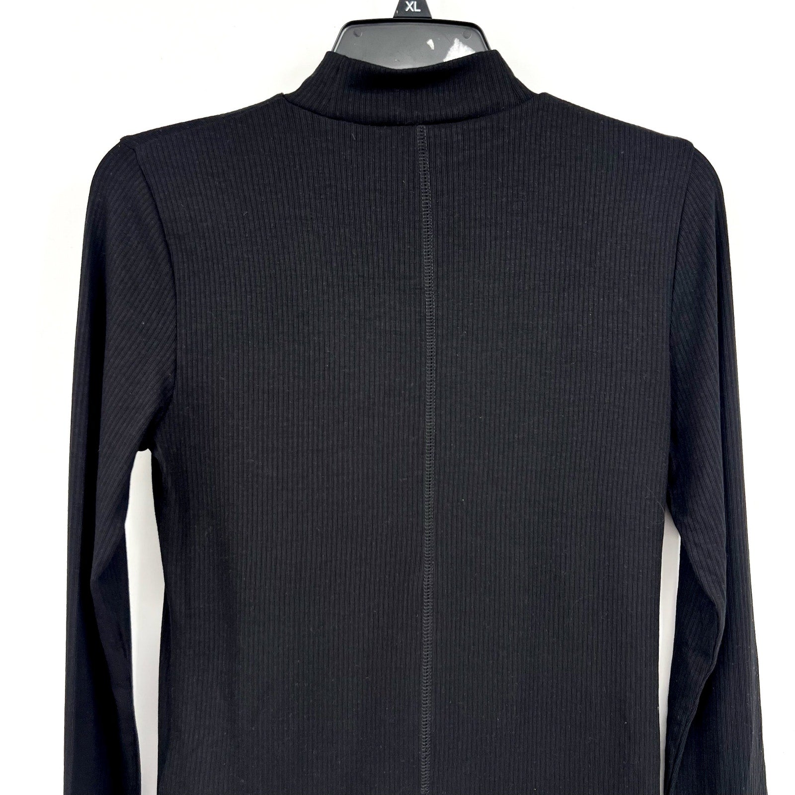 MADEWELL Women's Drapey Rib Long-Sleeve Mockneck Top Medium Jet Black NS610 NWT