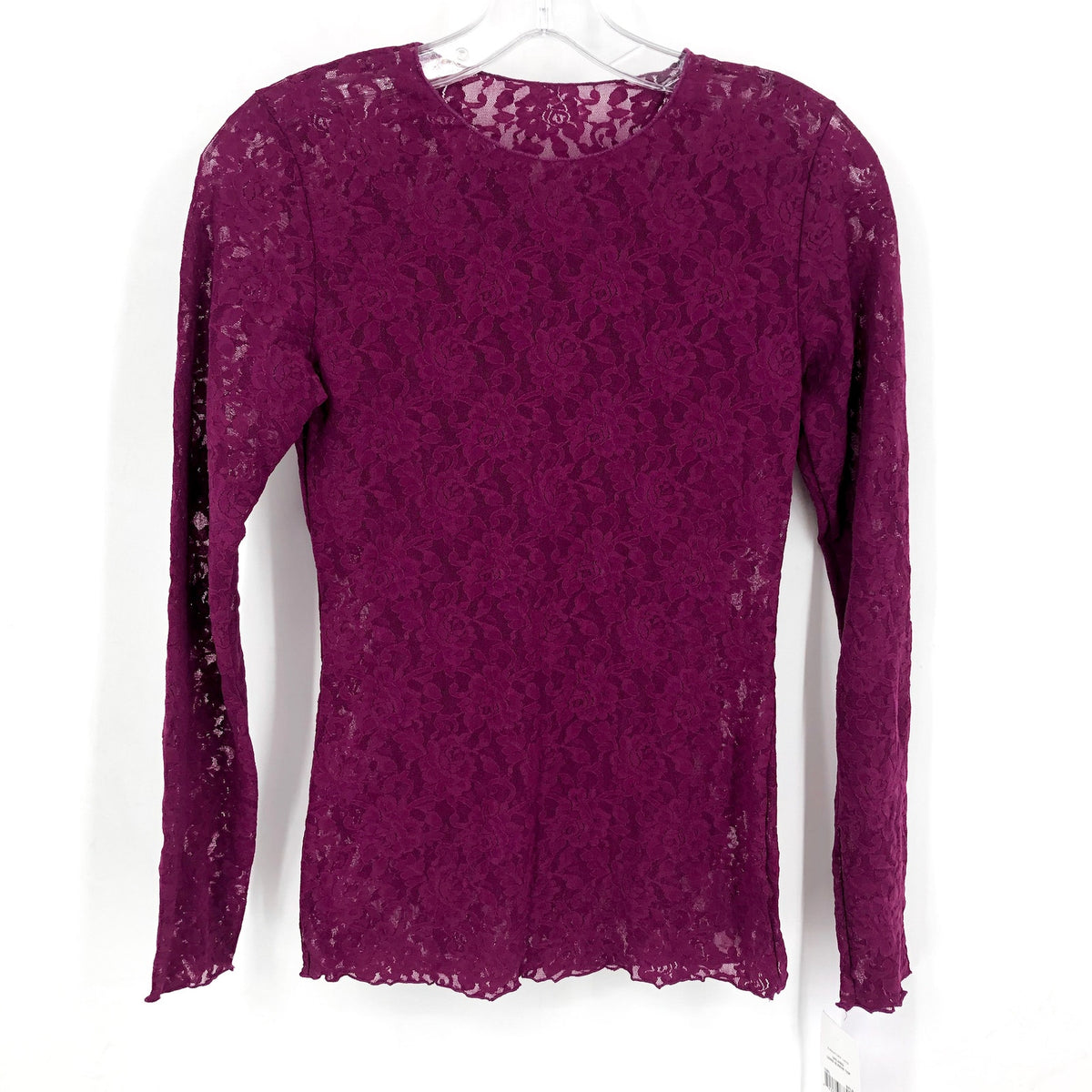 HANKY PANKY Women's Signature Lace Top Small Sugar Plum Unlined Long Sleeve NWT
