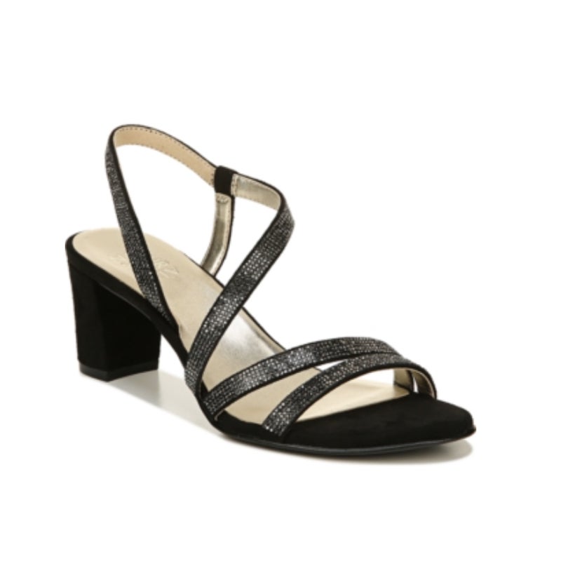 Naturalizer Womens Vanessa Heeled Sandals Size 6.5 Black Suede Rhinestone NIB