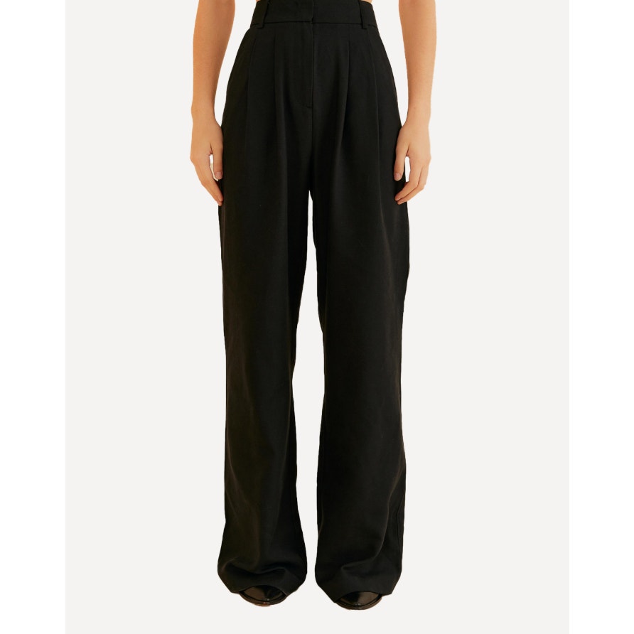 FARM RIO Women's Wide Leg Linen Pants Small Black Low Waist NWT
