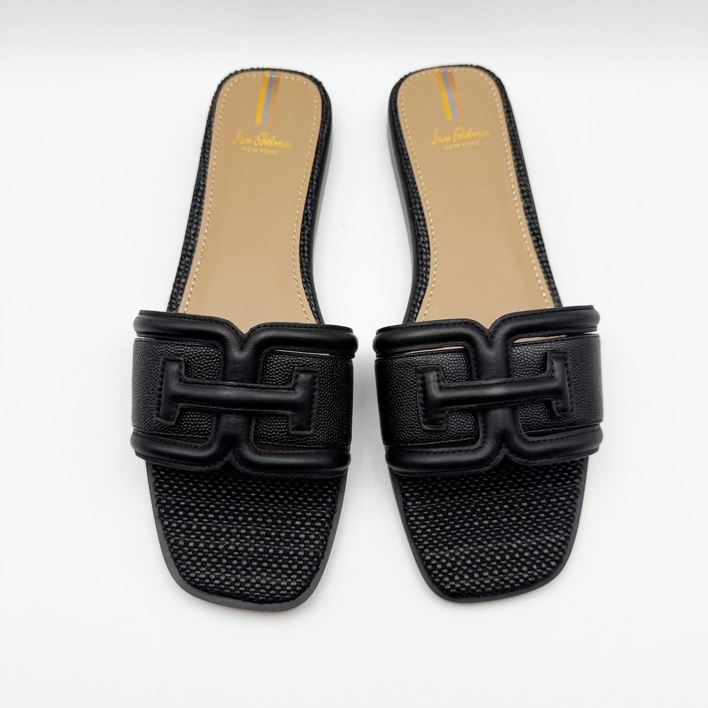 Sam Edelman Womens Irina Sandals US 9 EU 40 Black Leather Slip on Slide NIB