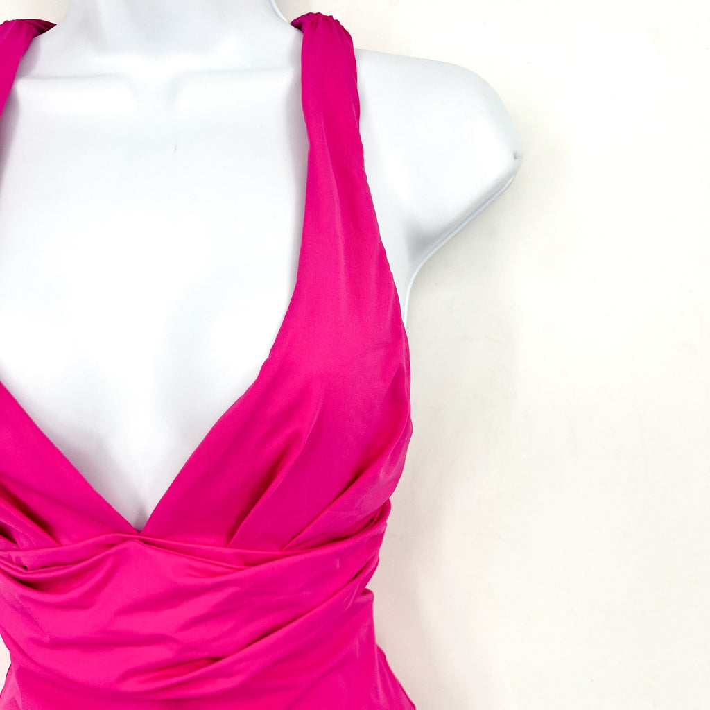 SEAFOLLY COLLECTIVE Cross Back One Piece Size 8 Hot Pink Plunge Neck NWT