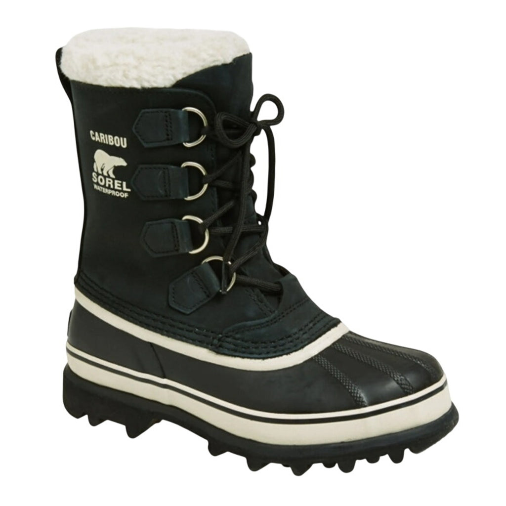 SOREL Womens Caribou Boots US 7.5 Black Stone Leather Insulated Waterproof NWOB