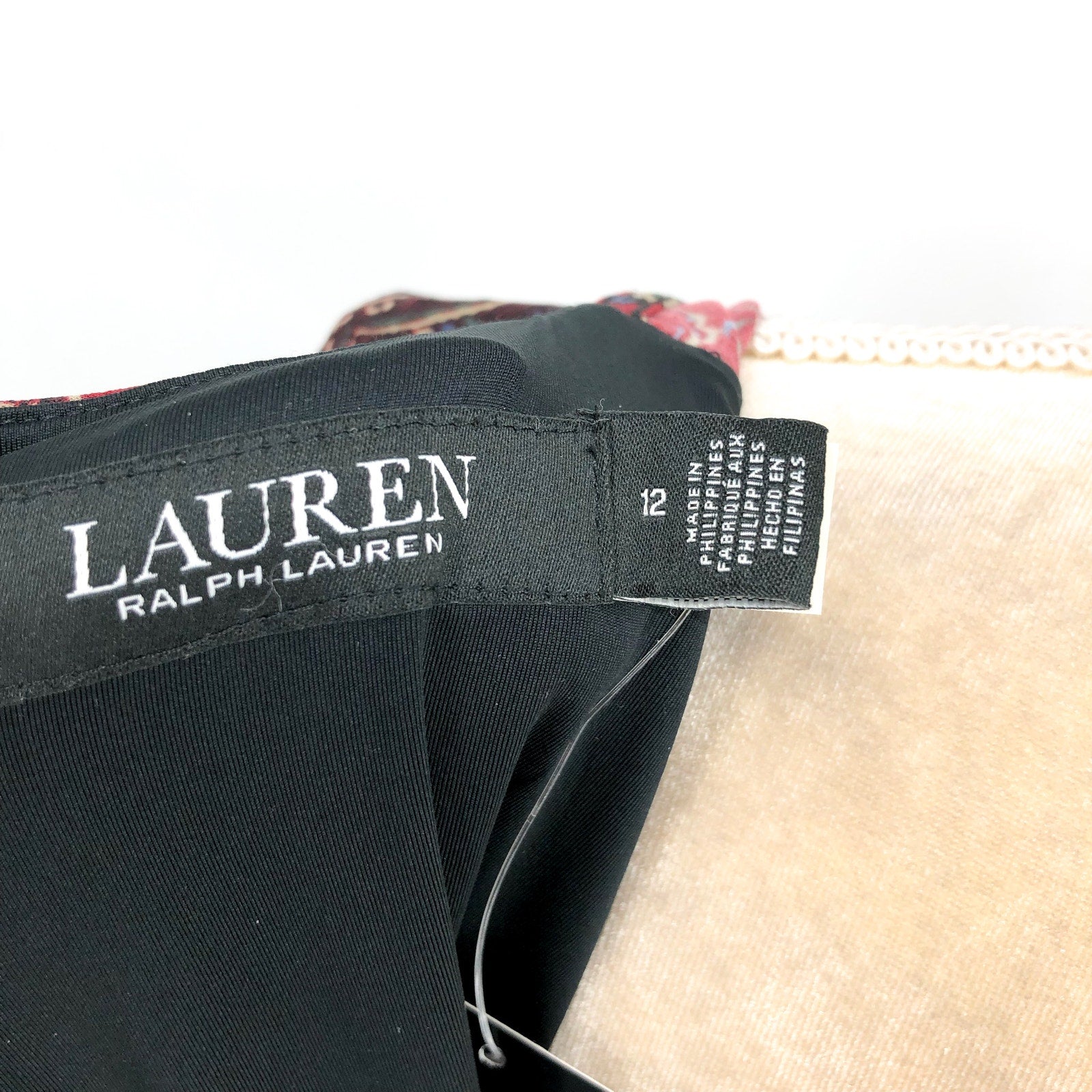 LAUREN RALPH LAUREN Twist-Front Jersey Dress Size 12 Red Checked Paisley NWT