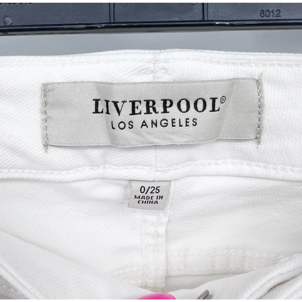LIVERPOOL Charlie Crop Skinny Jeans Size 25 US 0 Bone White Cuff High Rise NWT