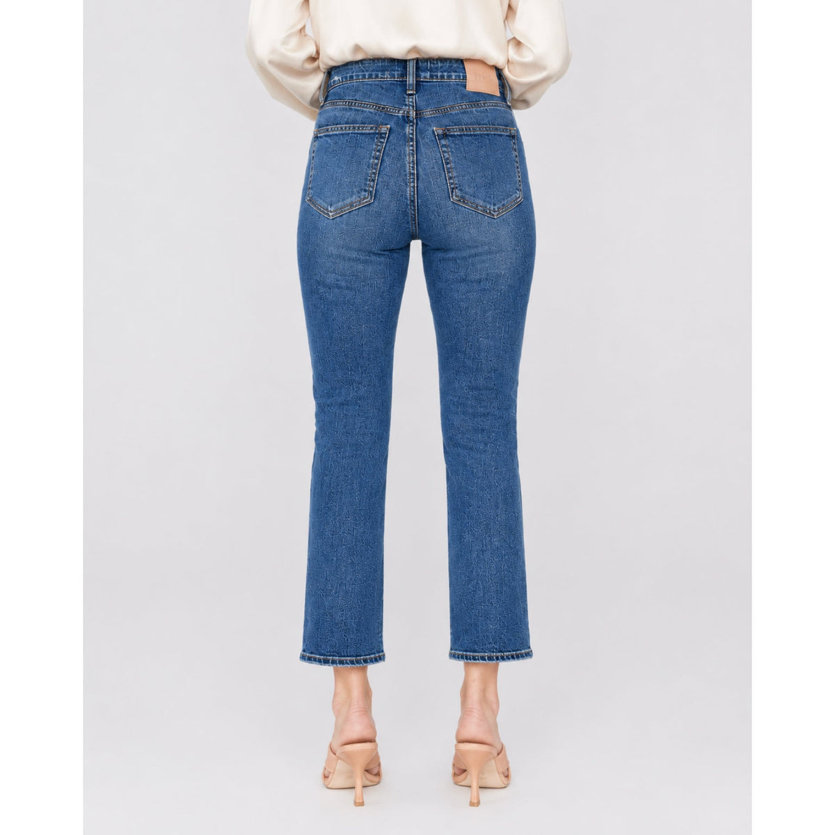 PAIGE Cindy Crop Jeans 26x27 US 2 Say Anything Blue Exposed Button Fly NWT