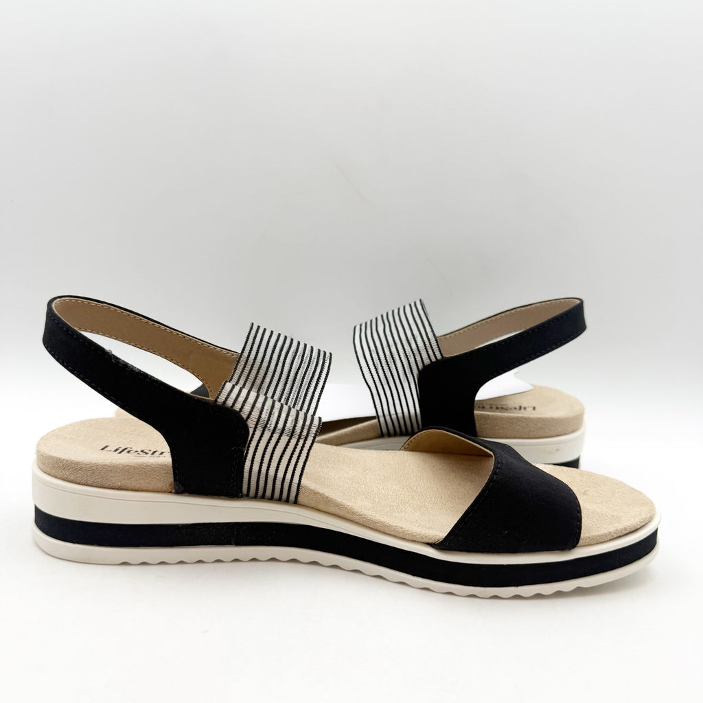 LifeStride Womens Zing Platform Sandals US 7.5 M EU 38 Black NIB