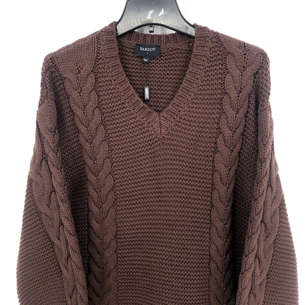 BARDOT Women's Bell Knit Sweater Dress Size 4 Small Chocolate Brown NWT
