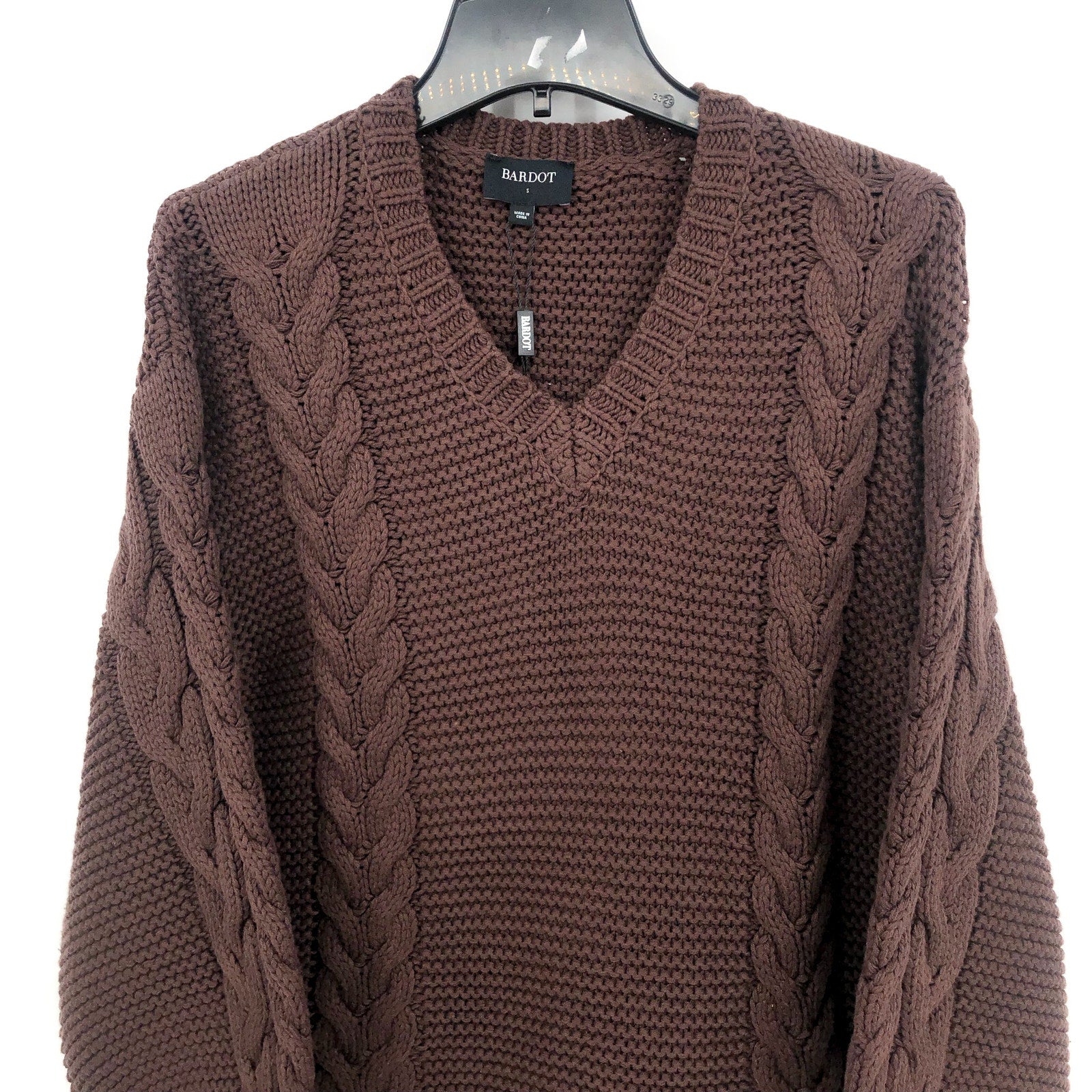 BARDOT Women's Bell Knit Sweater Dress Size 4 Small Chocolate Brown NWT
