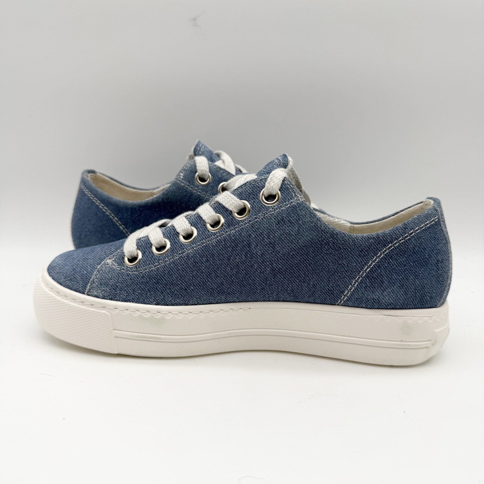 Paul Green Womens Skylar Sneakers UK 3.5 US 6 Blue Denim Canvas NWOB