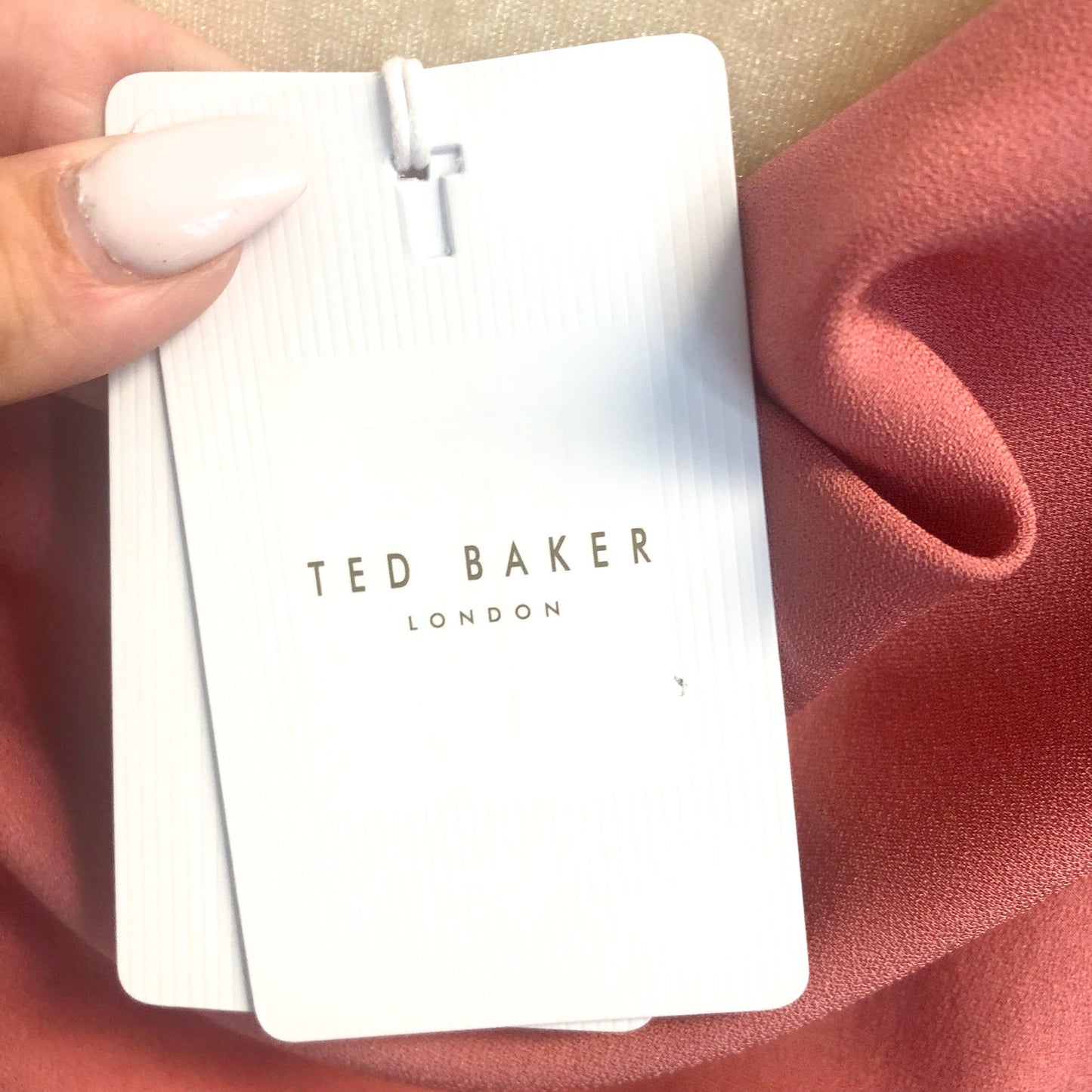 TED BAKER Women's Noemi Midi Dress Size 3 US 8 Dusky Pink V-Neck Bias Cut NWT