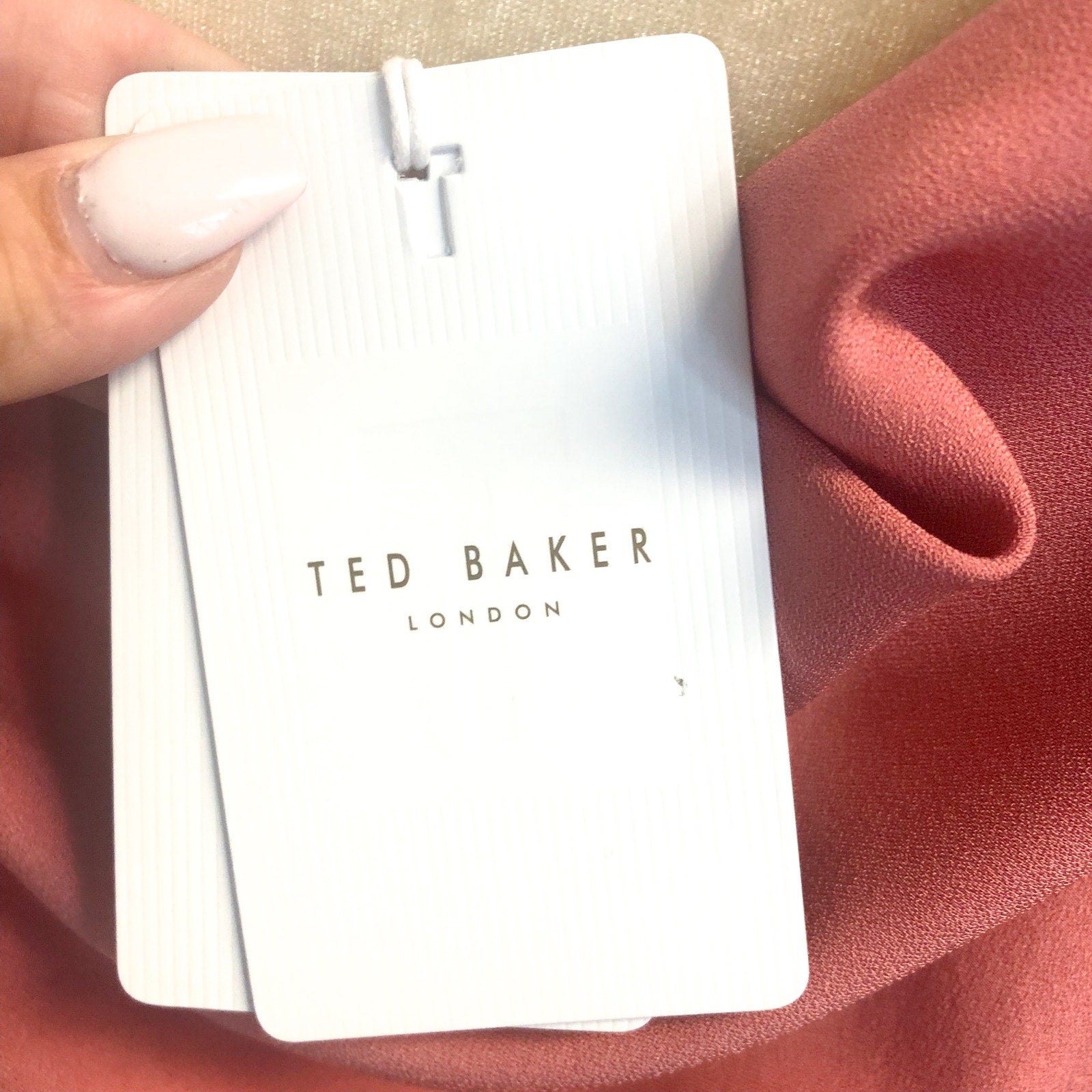 TED BAKER Women's Noemi Midi Dress Size 3 US 8 Dusky Pink V-Neck Bias Cut NWT