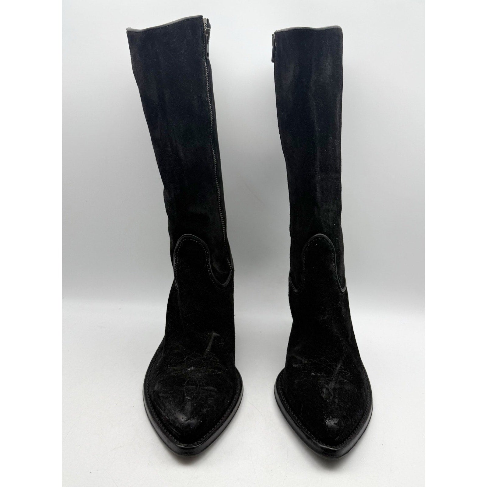 RE/DONE Womens 90s Western Knee High Boots EU 40 US 10 Black Suede EUC