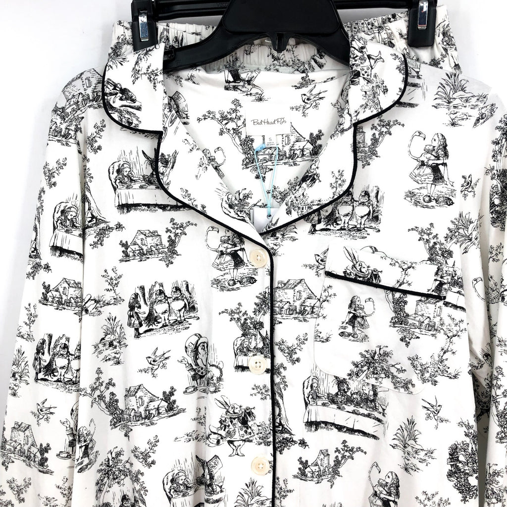 BEDHEAD PJs Womens Alice In Wonderland Pajama Set Small White Long Sleeve NWT