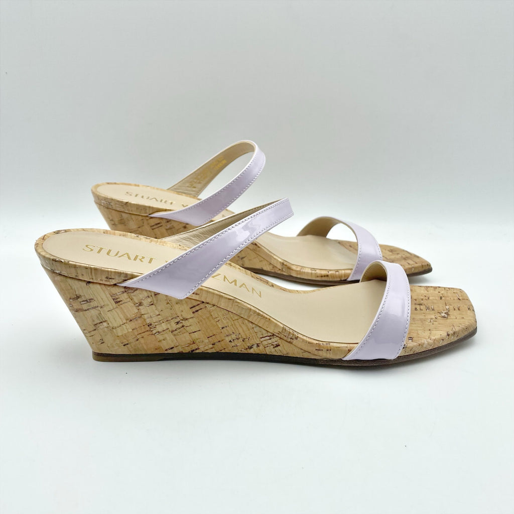 Stuart Weitzman Womens Aleena 50 Wedge Sandals Size 8 EU 38.5 Lilac Leather NWOB