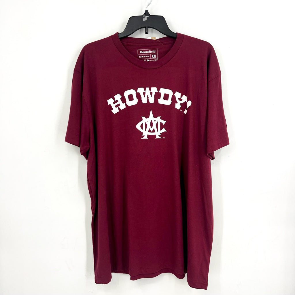 HOMEFIELD Mens Vintage Texas A&M Howdy T-Shirt XXL Maroon Short Sleeve NWT