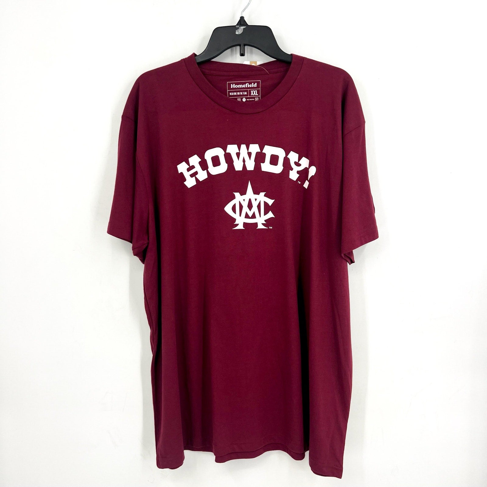 HOMEFIELD Mens Vintage Texas A&M Howdy T-Shirt XXL Maroon Short Sleeve NWT