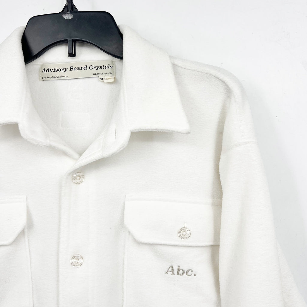 Advisory Board Crystals Mens Polar Shirt Jacket Medium White Fleece NWOT