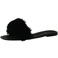 CHINESE LAUNDRY Womens Midnight Flat Slide Sandals Size 8 Black Faux Fur NWOB