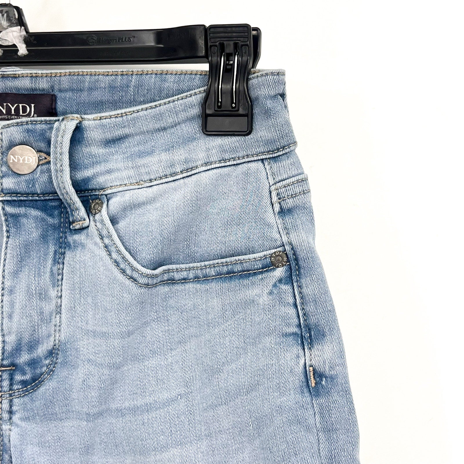 NYDJ Womens Ella Denim Shorts Size 00 Light Blue Poetry 8" Inseam NWT