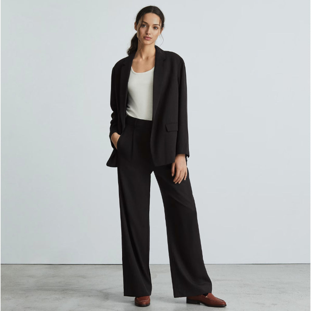 Everlane Womens The Way-High Drape Pants Size 8 30" Inseam Pleated Black NWT