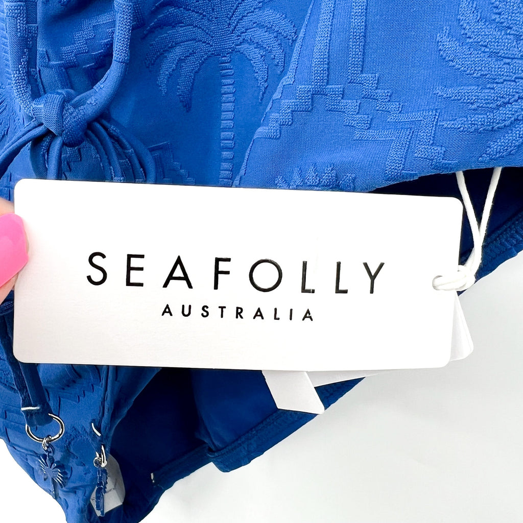 SEAFOLLY Women's Diamond Wire One-Piece Swimsuit Size 10 Blue Ultramarine NWT