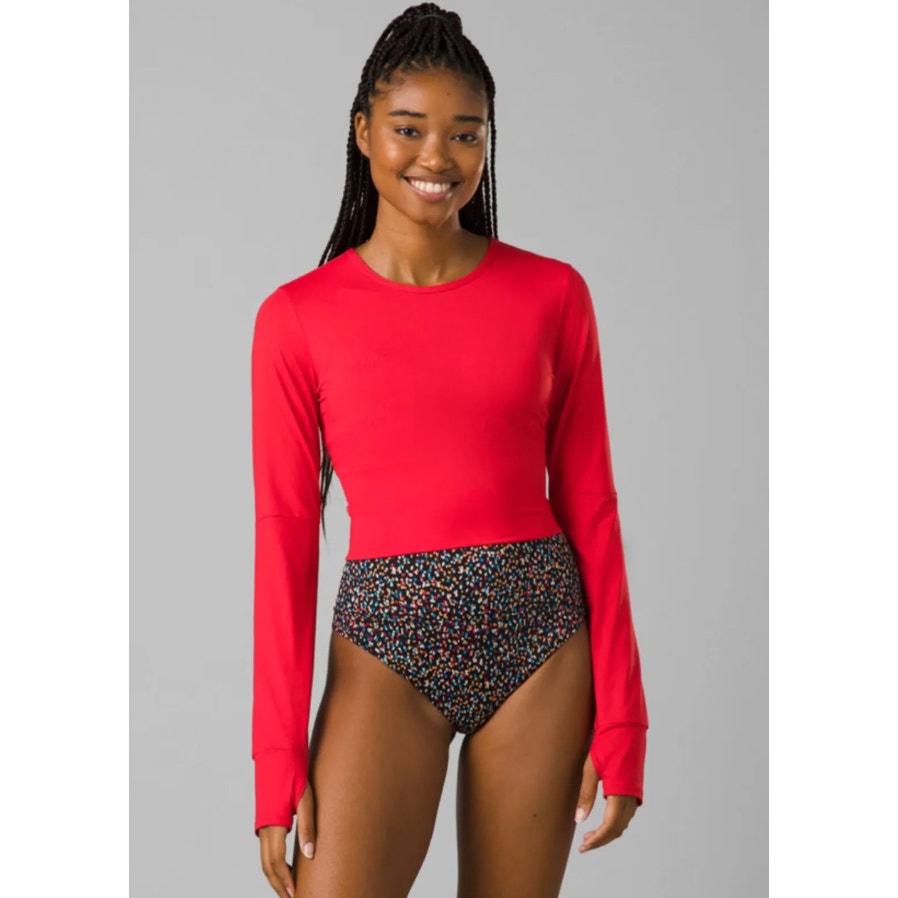 PRANA Women's Seleina Rash Guard Top XL Carmine Red Long Sleeve Stretch NWT