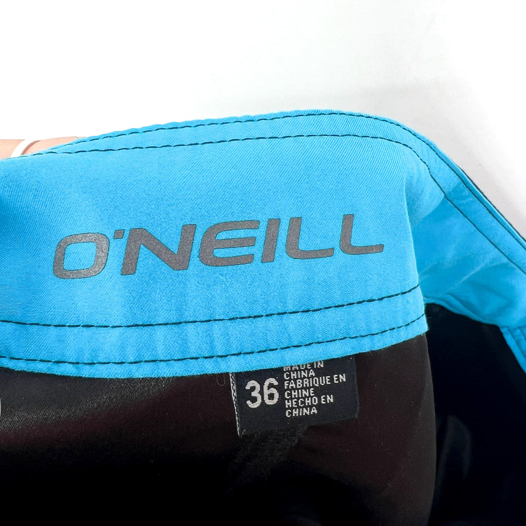 O'NEILL Mens Santa Cruz Solid 2.0 Boardshorts Size 36 Black Blue Drawstring NWOT