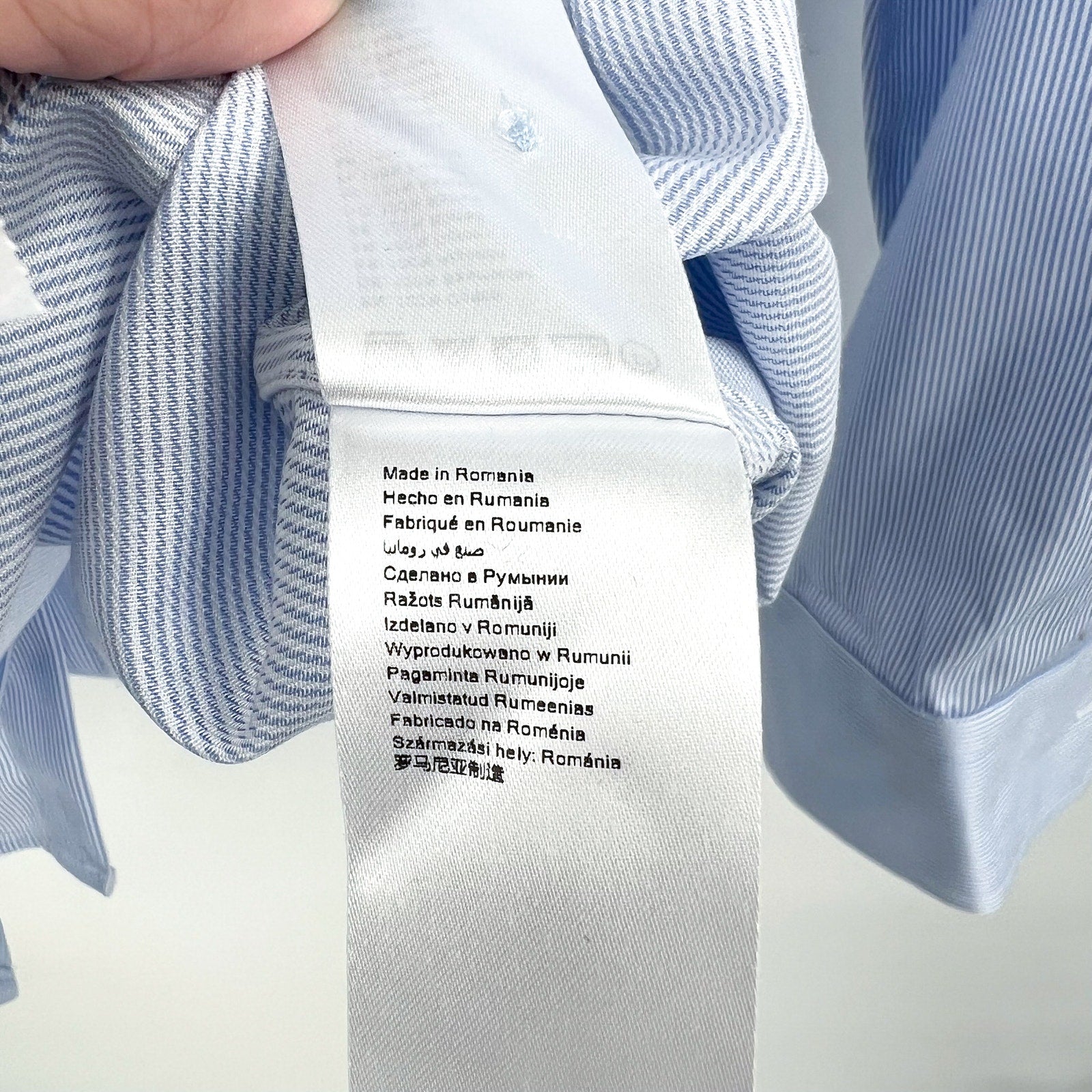 ETON Men's Slim Fit Poplin Thin Stripe Dress Shirt Size 39/15.5 Blue White NWOT