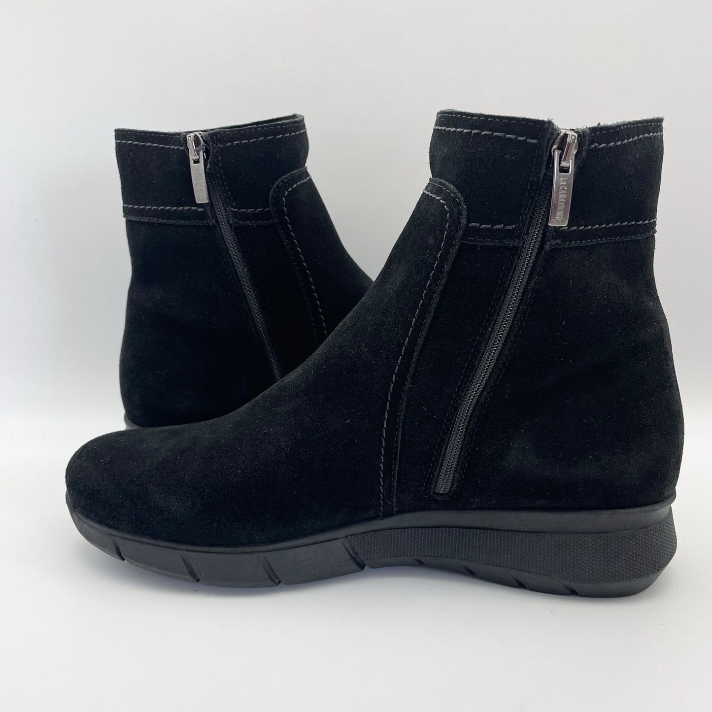 La Canadienne Womens Nadia Ankle Bootie US 10 M Black Suede Waterproof NWOB