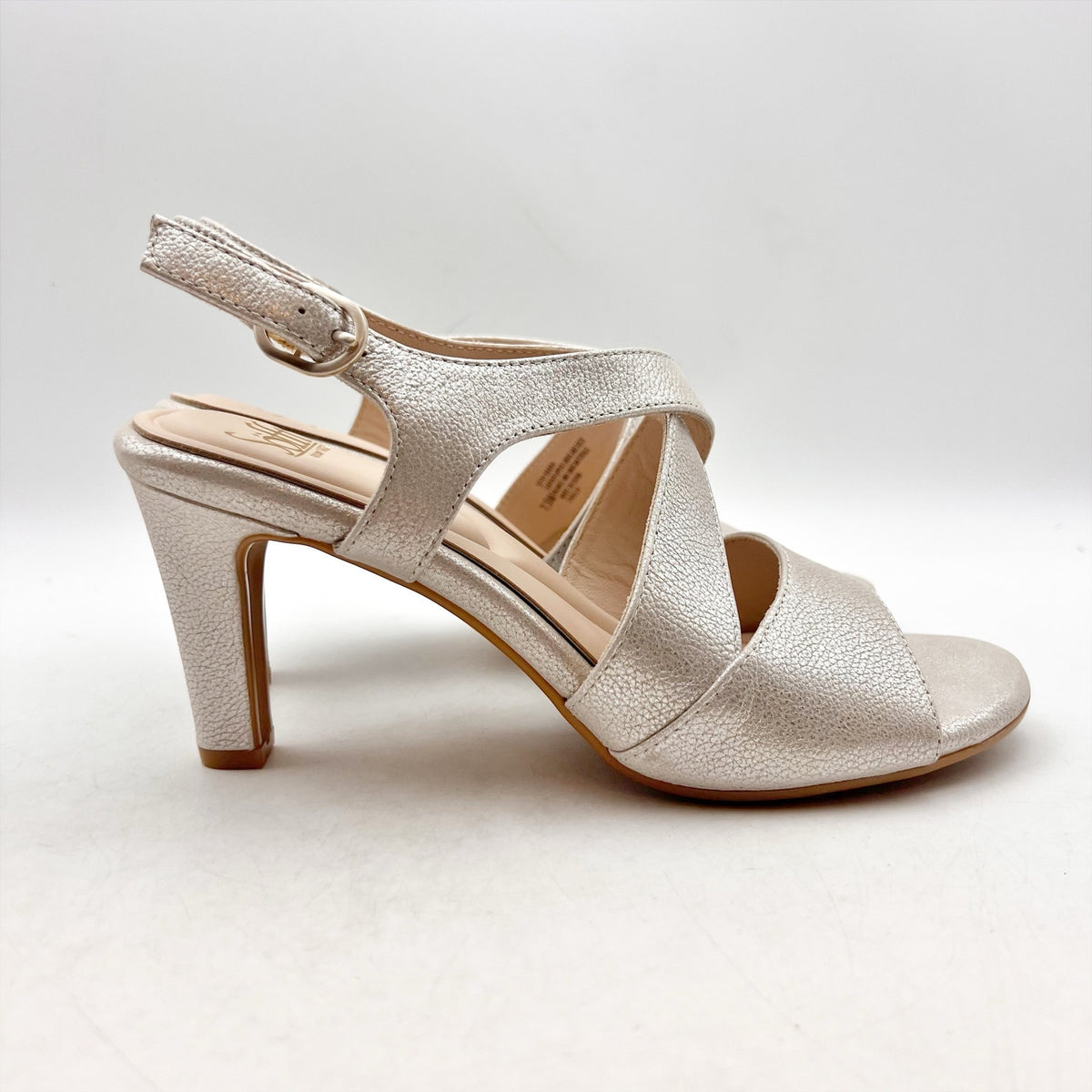 SOFFT Womens Jolene Heeled Sandals Size 7.5 EU 38.5 Champagne Leather NIB