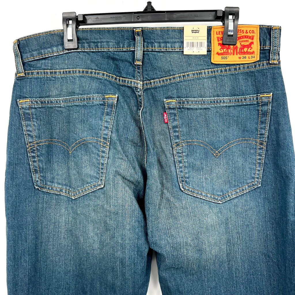 LEVI'S Men's 505 Straight Fit Jeans 36x34 Blue Cash Wash Stretch 005051064 NWT