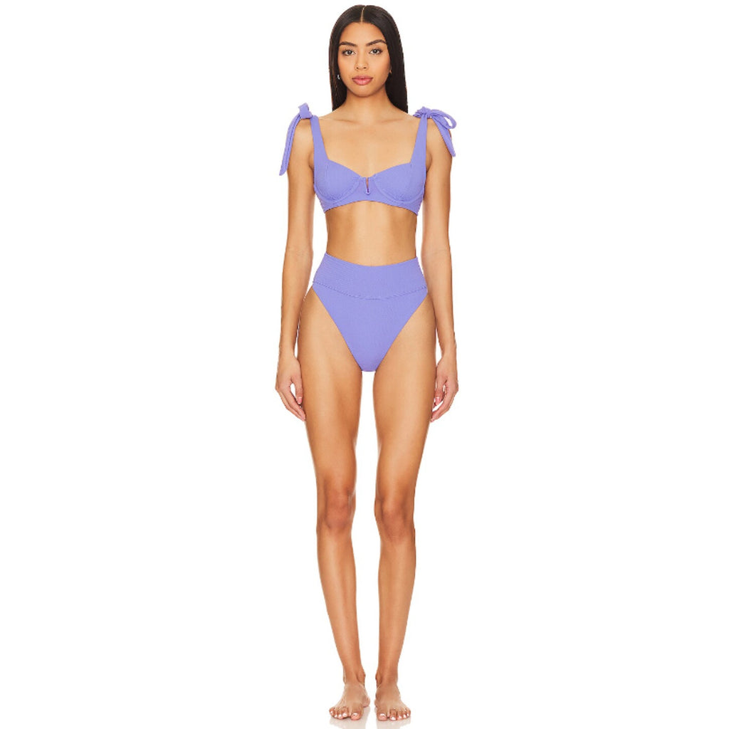 BEACH RIOT Women's Highway Bikini Bottom Medium Purple Periwinkle Waffle NWT