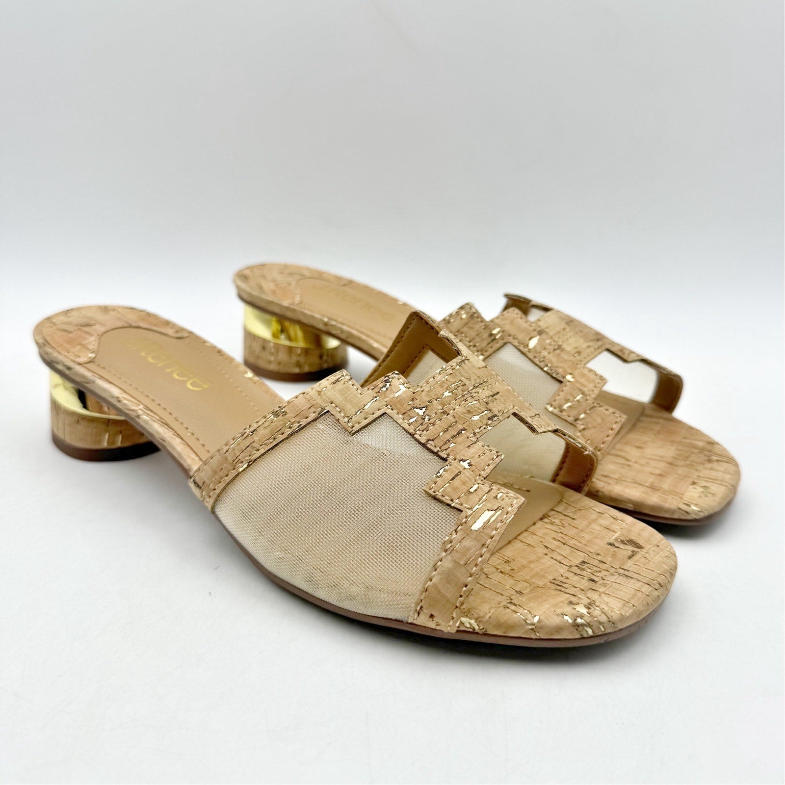 J. Renee Womens Amorra Heeled Sandals US 8.5 M Natural Gold NWOB