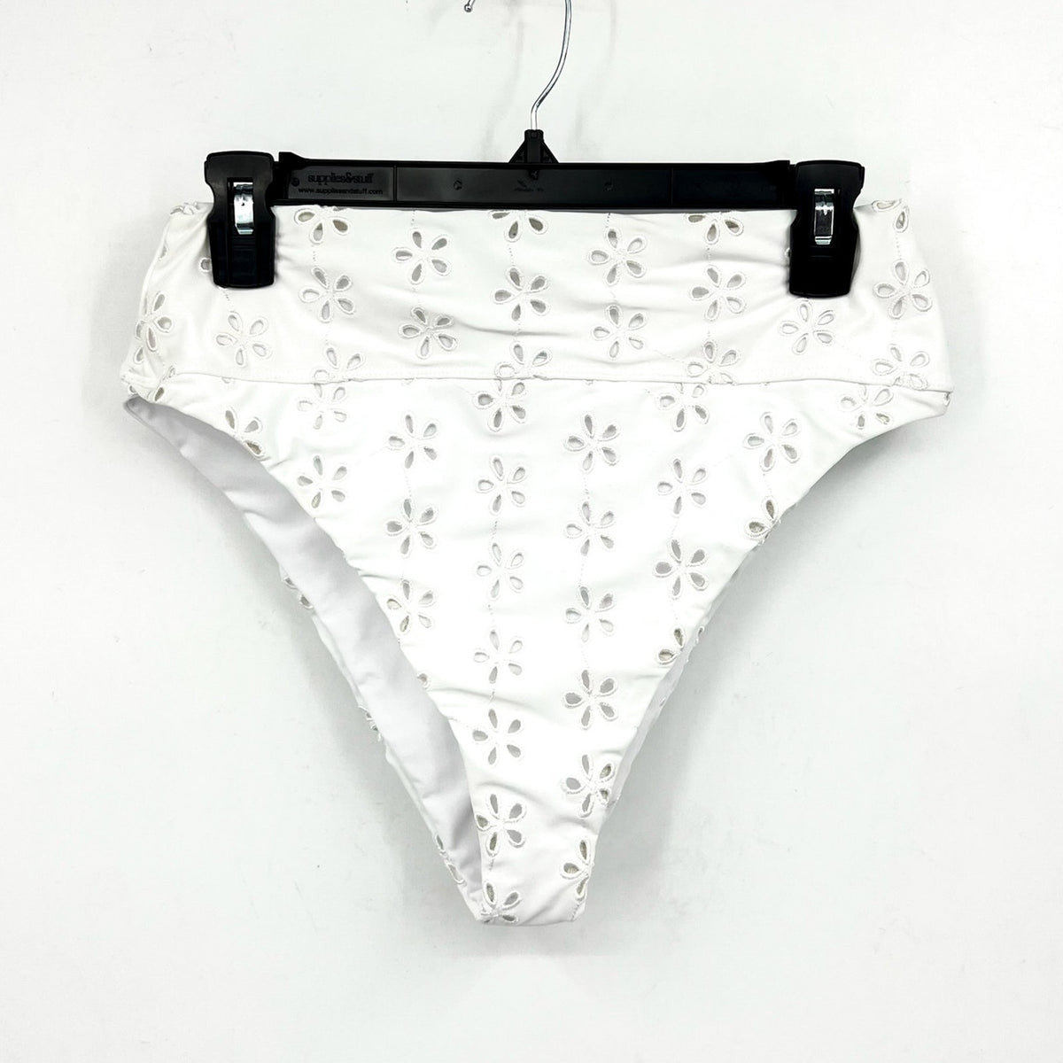 BEACH RIOT Women's Hazel Eyelet Bikini Bottom Large White Magnolia NWT