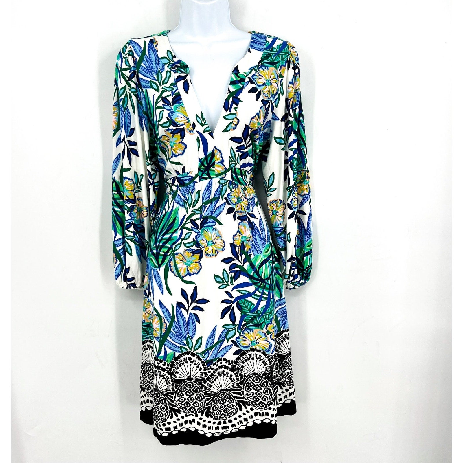 LILLY PULITZER Womens Wexlee Print Dress Size 8 White Green Golden Hour Glam NWT