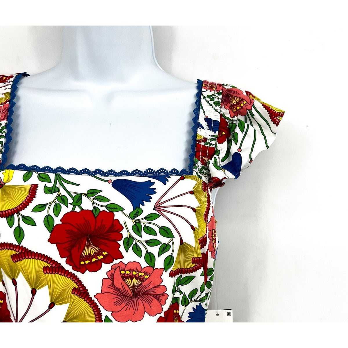 Adrianna Papell Womens Flutter Sleeves Short Dress Size 16 White Pink Floral NWT