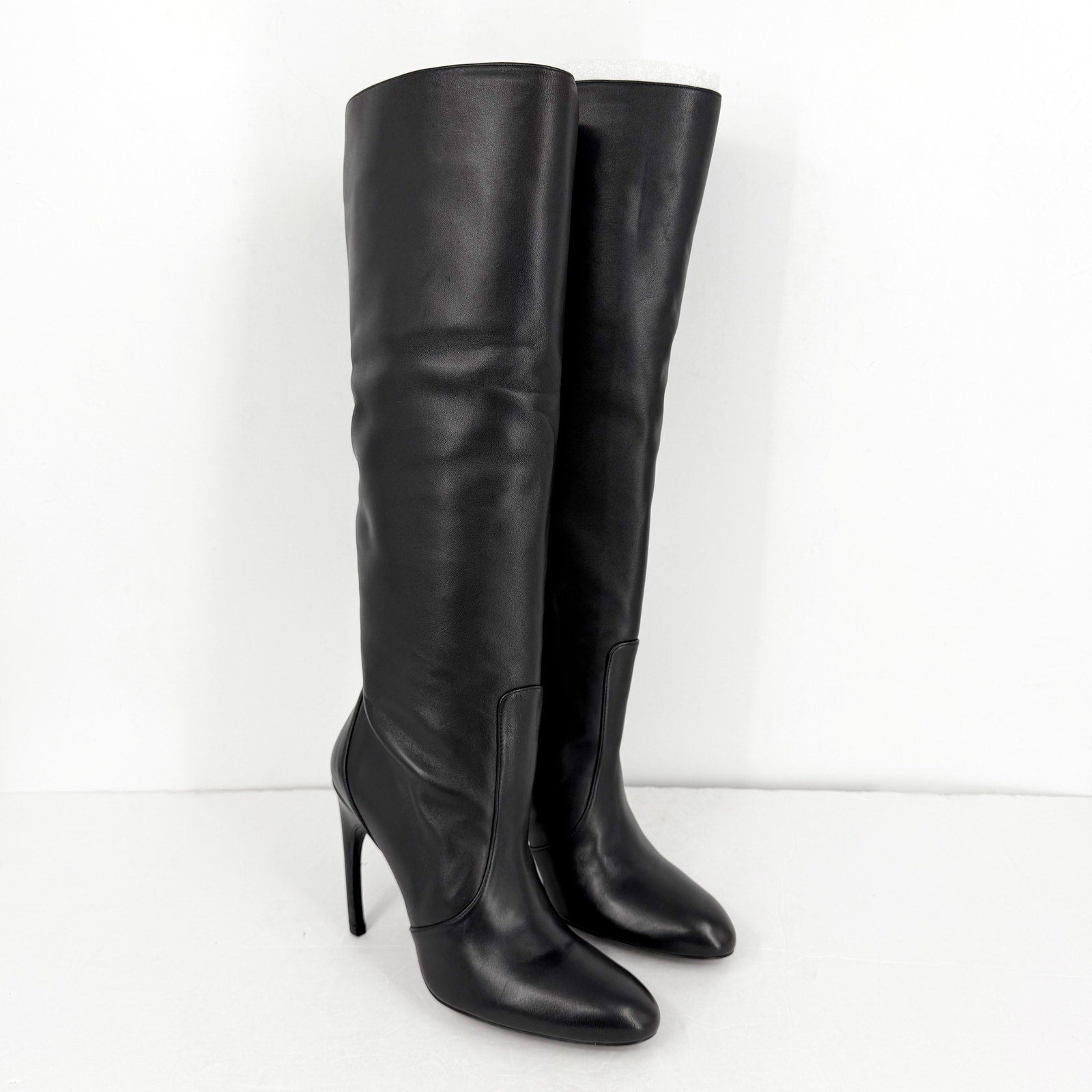 Stuart Weitzman Womens Luxecurve 100 Slouch Boots US 9B Black Leather NWOB