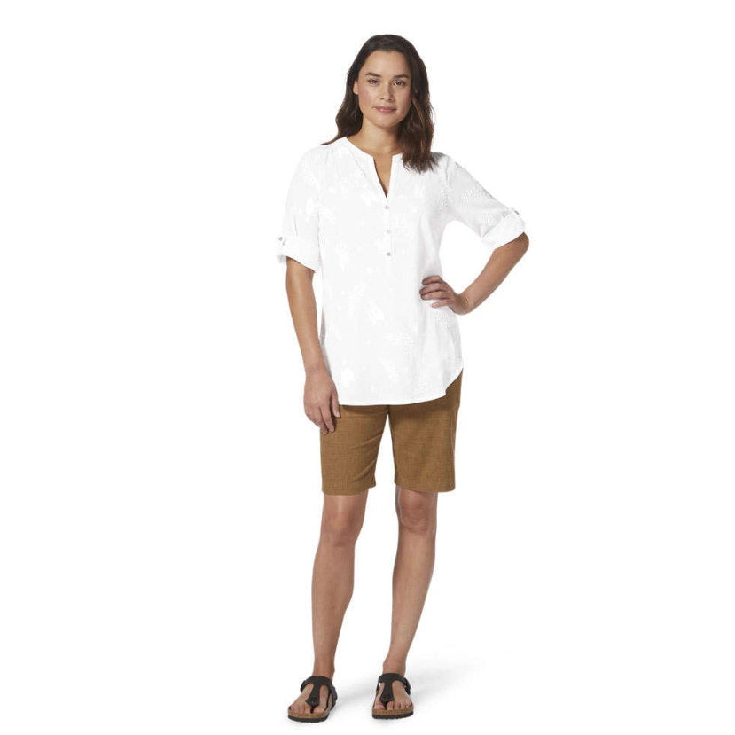 ROYAL ROBBINS Women's Oasis Tunic II Top Small White Embroidered 3/4 Sleeve NWT