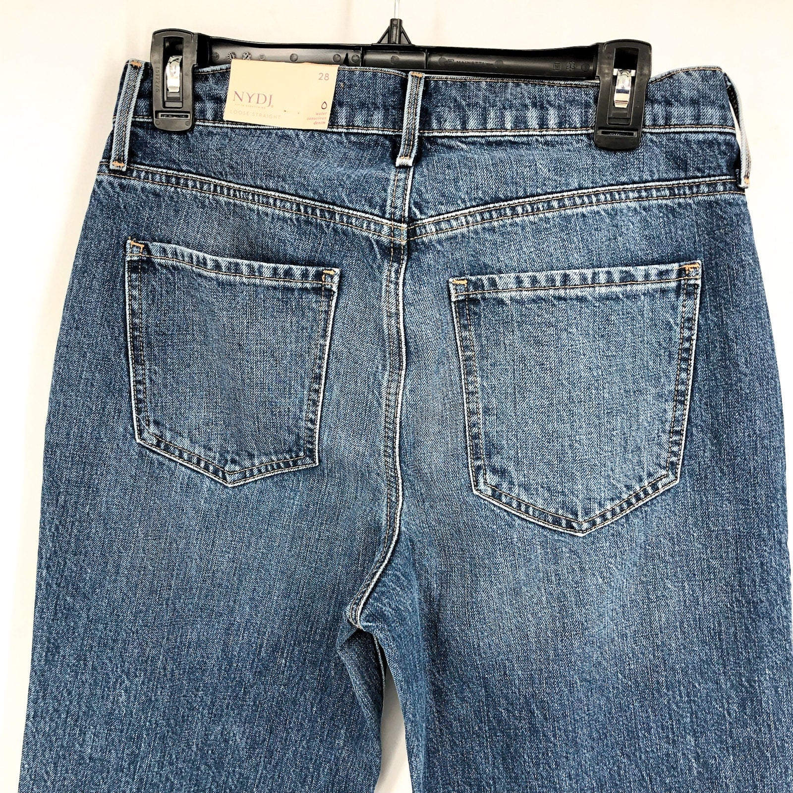 NYDJ Womens Brooke Loose Straight Jeans Size 28 US 6 Blue Sawyer High-Rise NWT