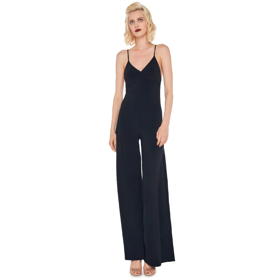 NORMA KAMALI Women's V neck Slip Jumpsuit Medium 38 Black V neckline NWT