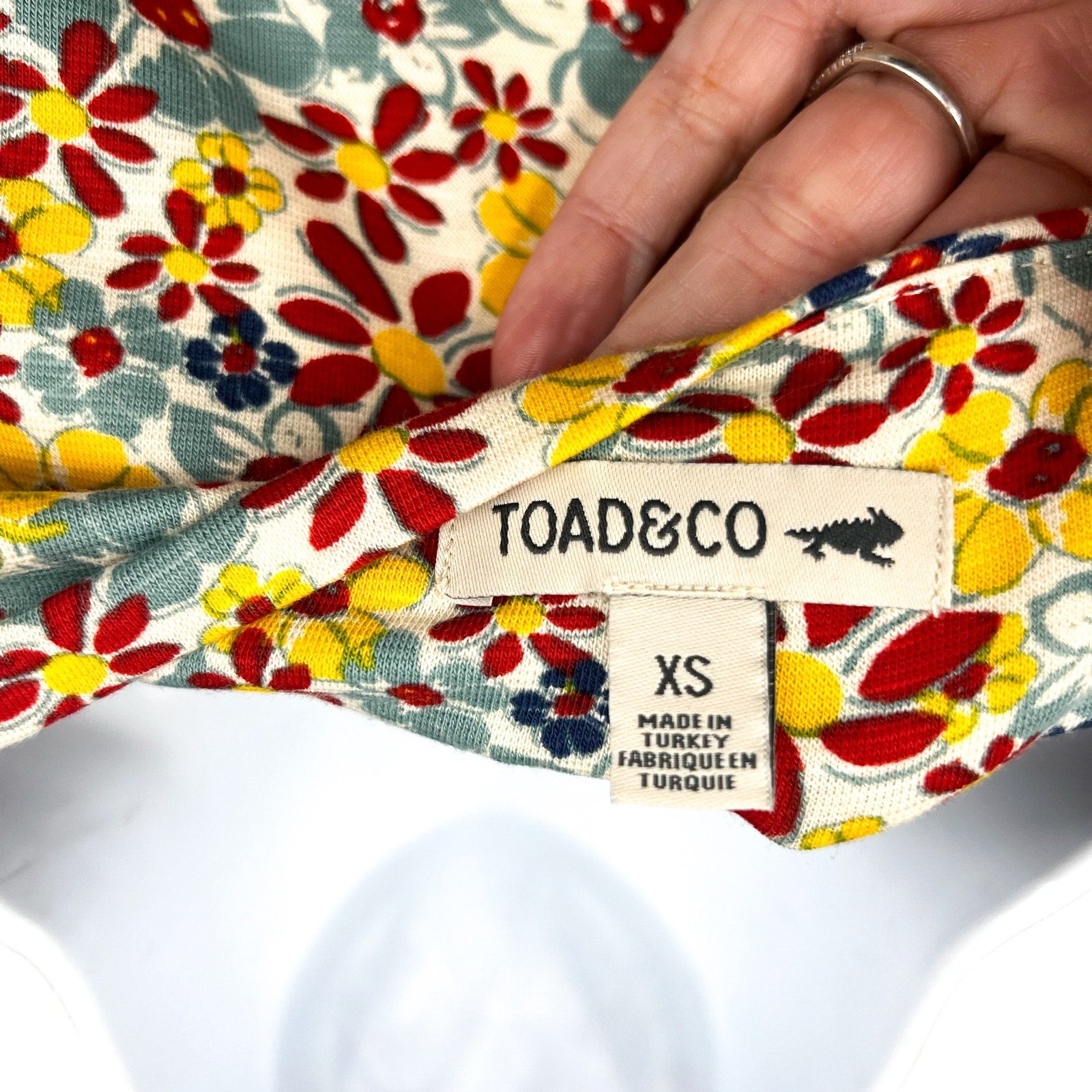 TOAD & CO Womens Rosemarie Dress XS Yellow Red Barley Floral Short Sleeve NWT