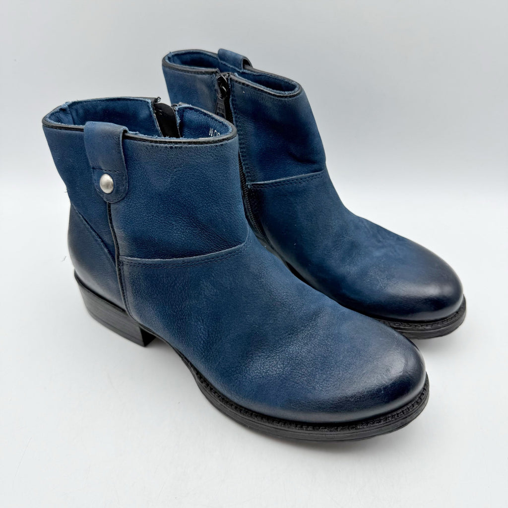 Miz Mooz Womens Norbert Ankle Booties EU 38 US 7.5 Blue Leather NWOB