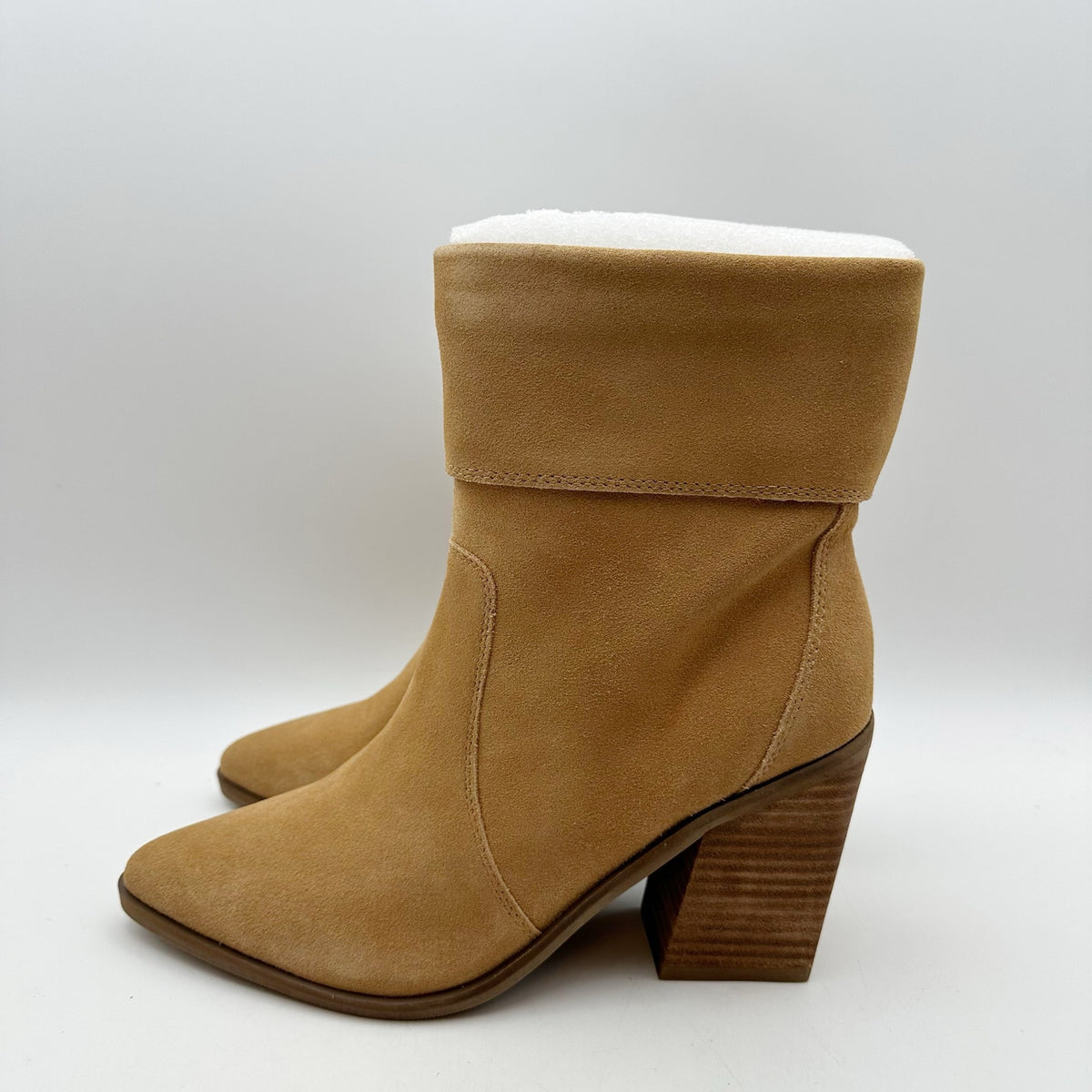 Blondo Womens Sinner Ankle Boots Size 7 Tortilla Tan Suede Waterproof Heels NIB