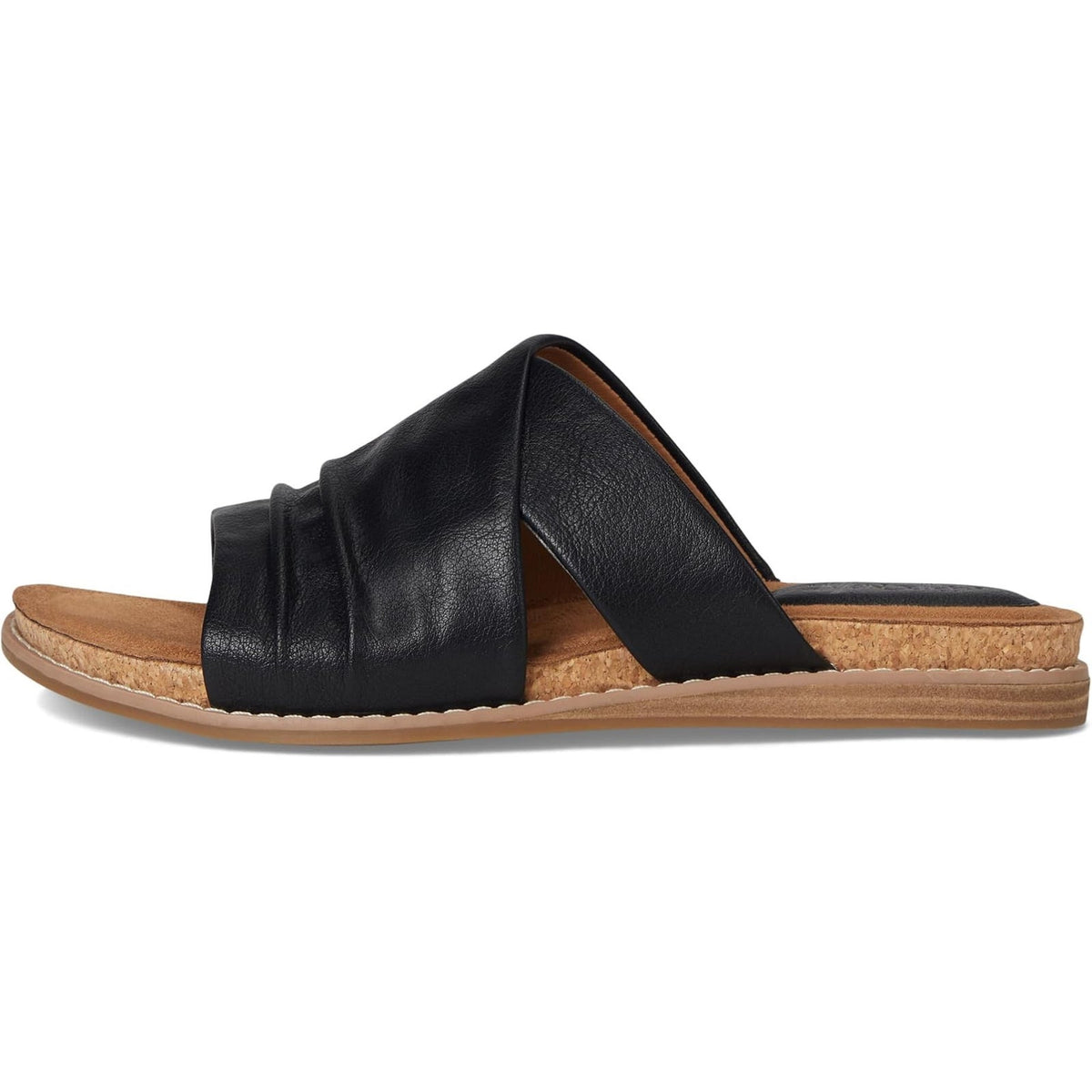 Eurosoft Womens Elesha Slide Sandals Size 8.5 Black Ruched Faux Leather NWOB