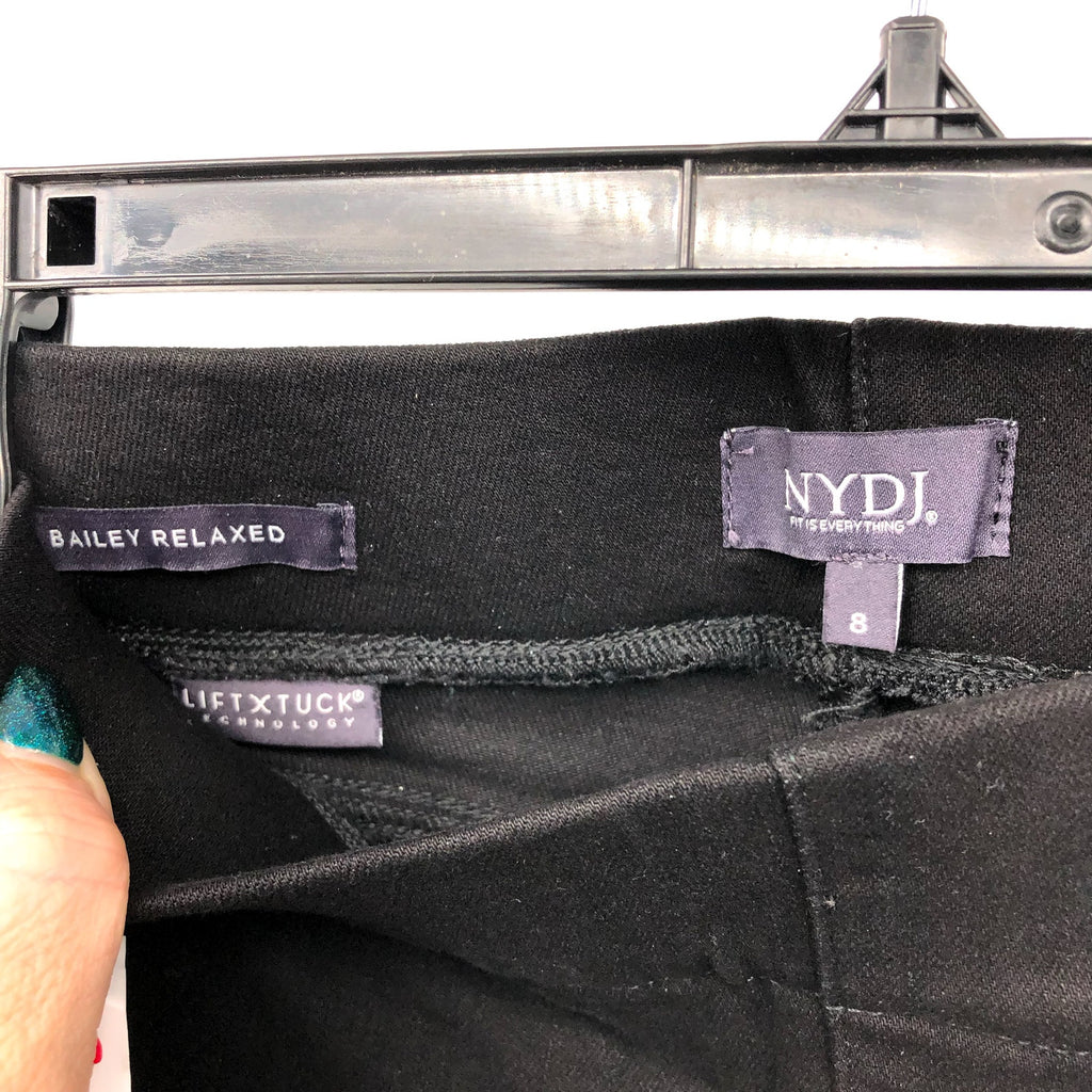 NYDJ Women's Bailey Relaxed Straight Jeans Size 8 Black Rinse Pull On NWT