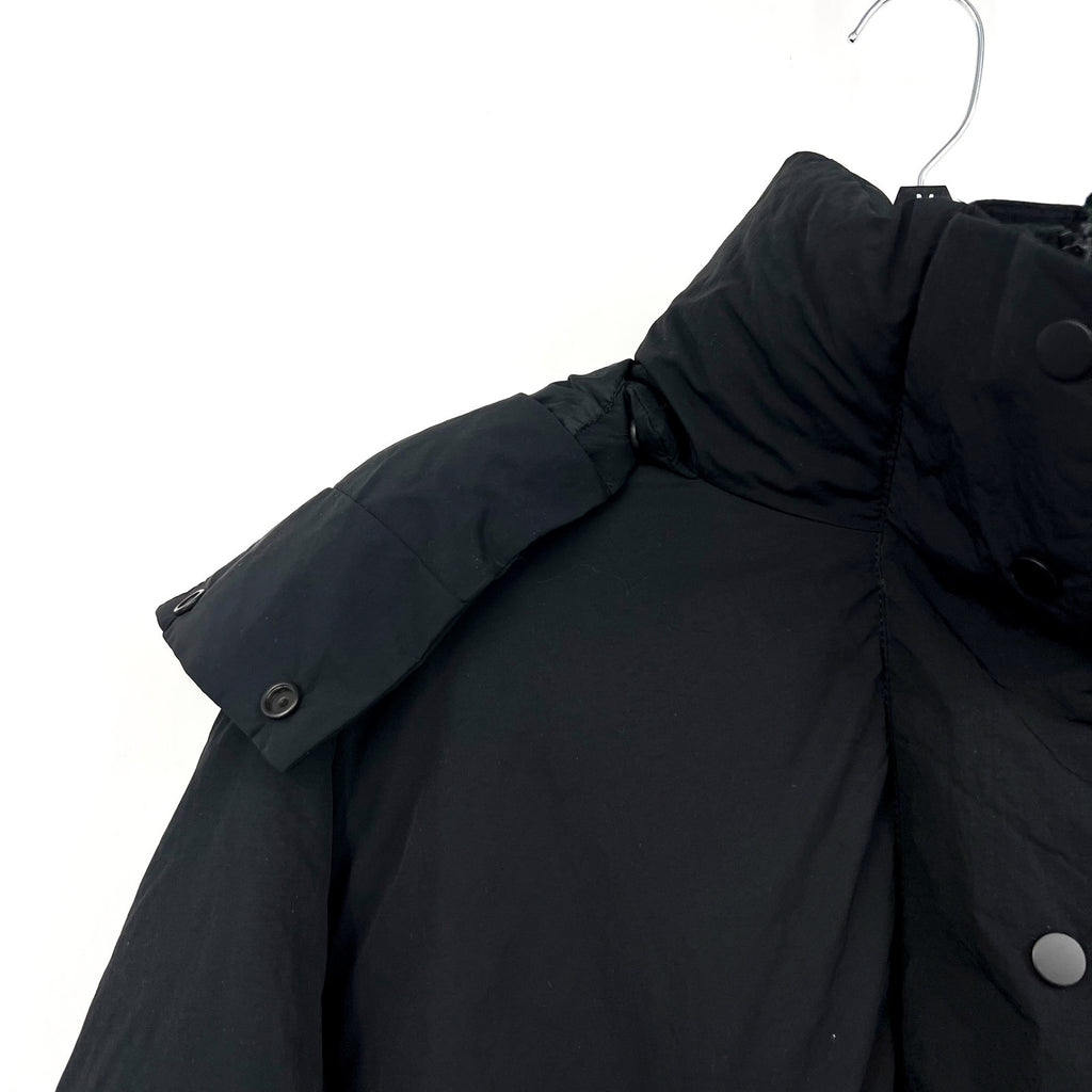 EVERLANE Women's Duvet Puffer Down Coat Medium Black Belted Hooded NWT