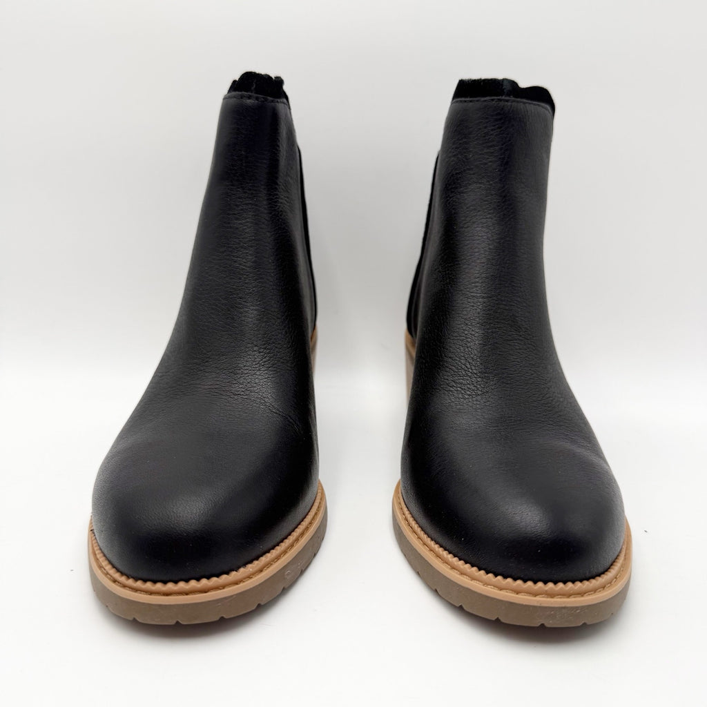 TOMS Womens Hailey Ankle Booties Size 7.5 Black Leather Water Resistant NIB