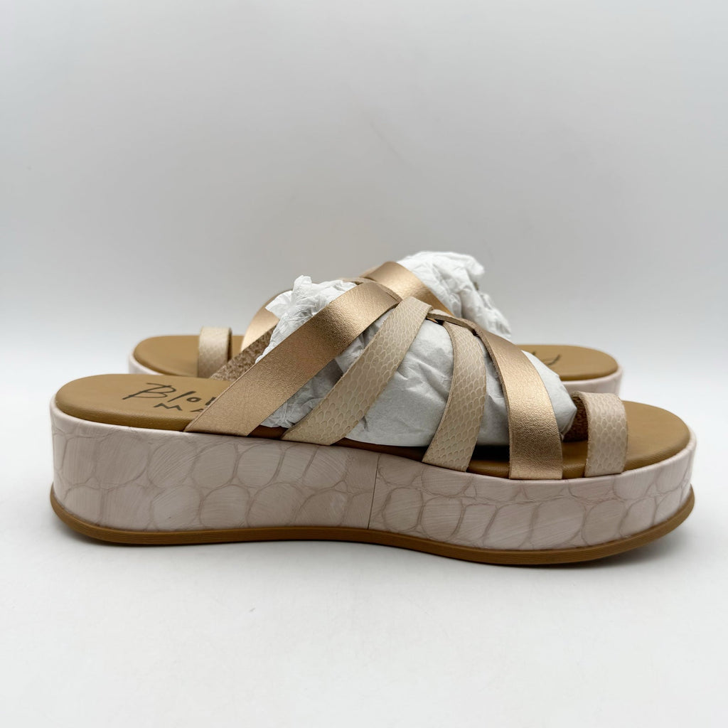 Blowfish Womens Mando Platform Sandals Size 6.5 M EU 37 Powder Gold Metallic NIB